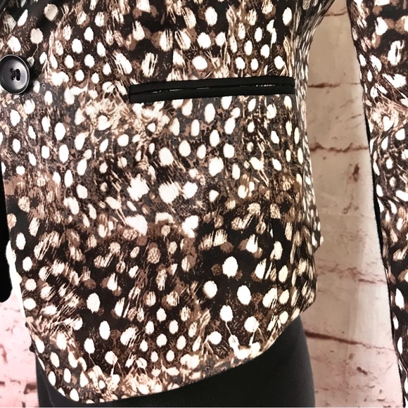 BCBGMaxAzria BOWIE Feather XXS Camel Combo Leopard print Tuxedo Blazer Jacket - Picture 7 of 16